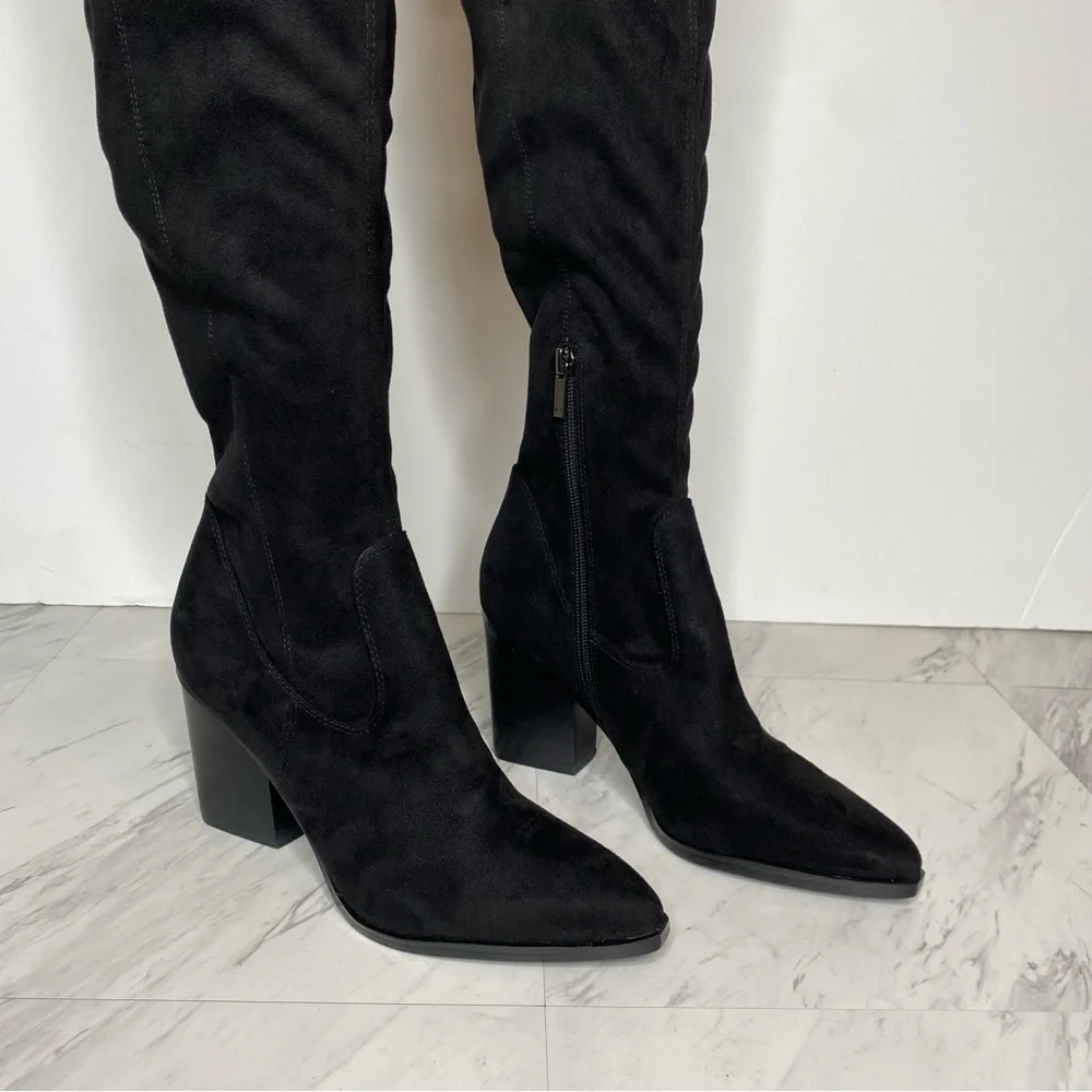 New! Marc Fisher Okun Black Pointy Toe Over the Knee Boot 8M